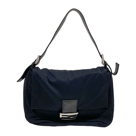 Mamma Baguette Leather Trim Black Neoprene Shoulder Bag