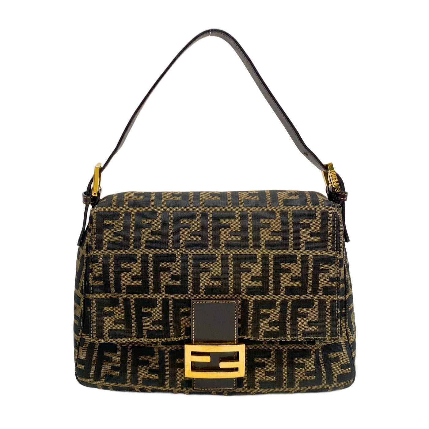Mamma Baguette Brown Zucca Canvas Shoulder Bag