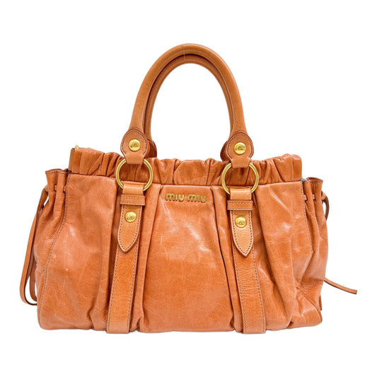 Vitello Bauletto Orange Leather Handle Bag