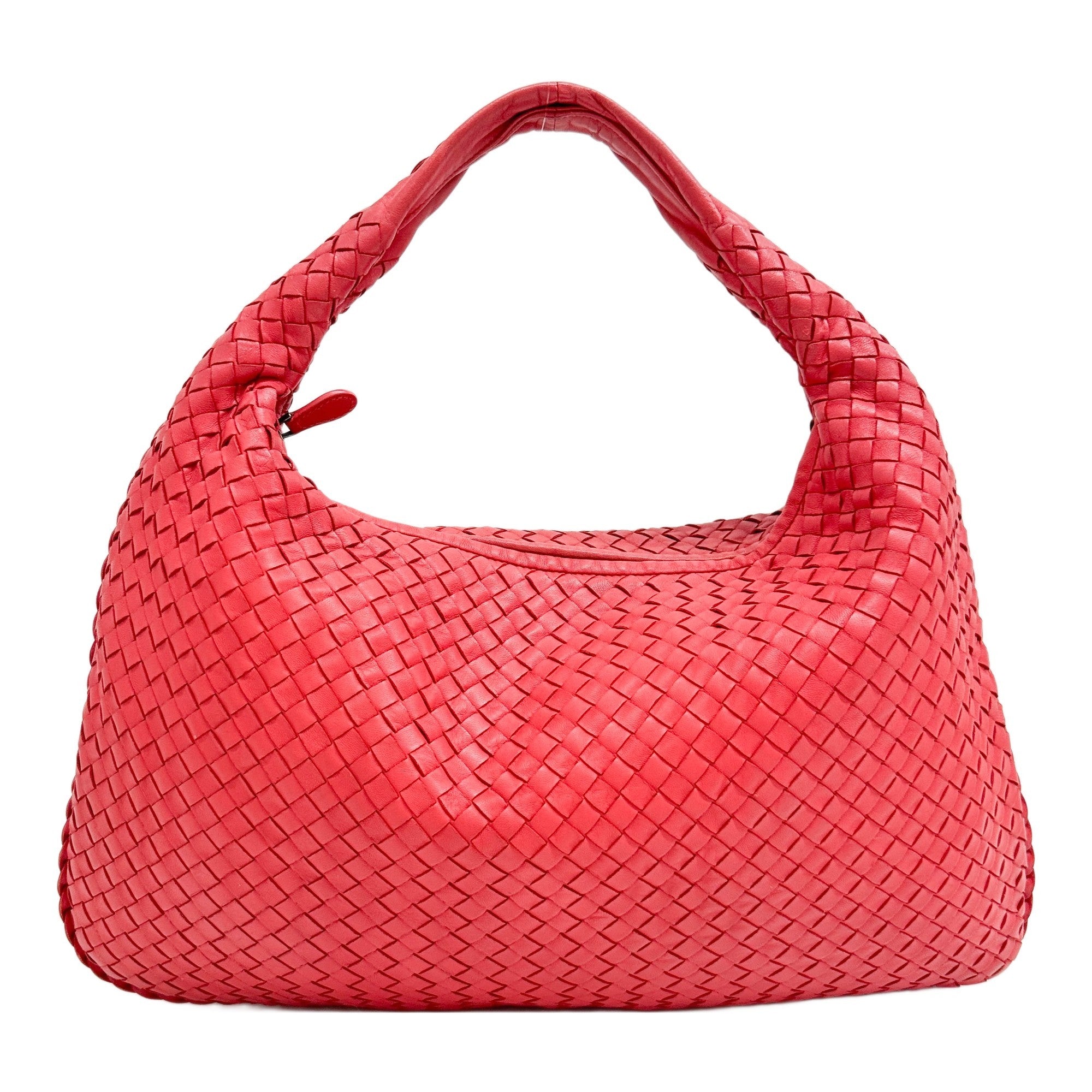 Veneta Intrecciato Red Leather Shoulder Bag