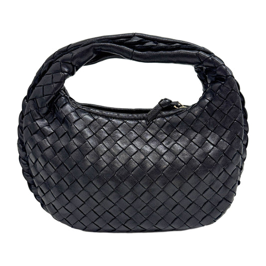 Mini Veneta Intrecciato Black Leather Shoulder Bag