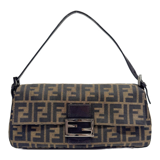 Baguette Zucca Brown Canvas Thin Belt Strap Shoulder Bag