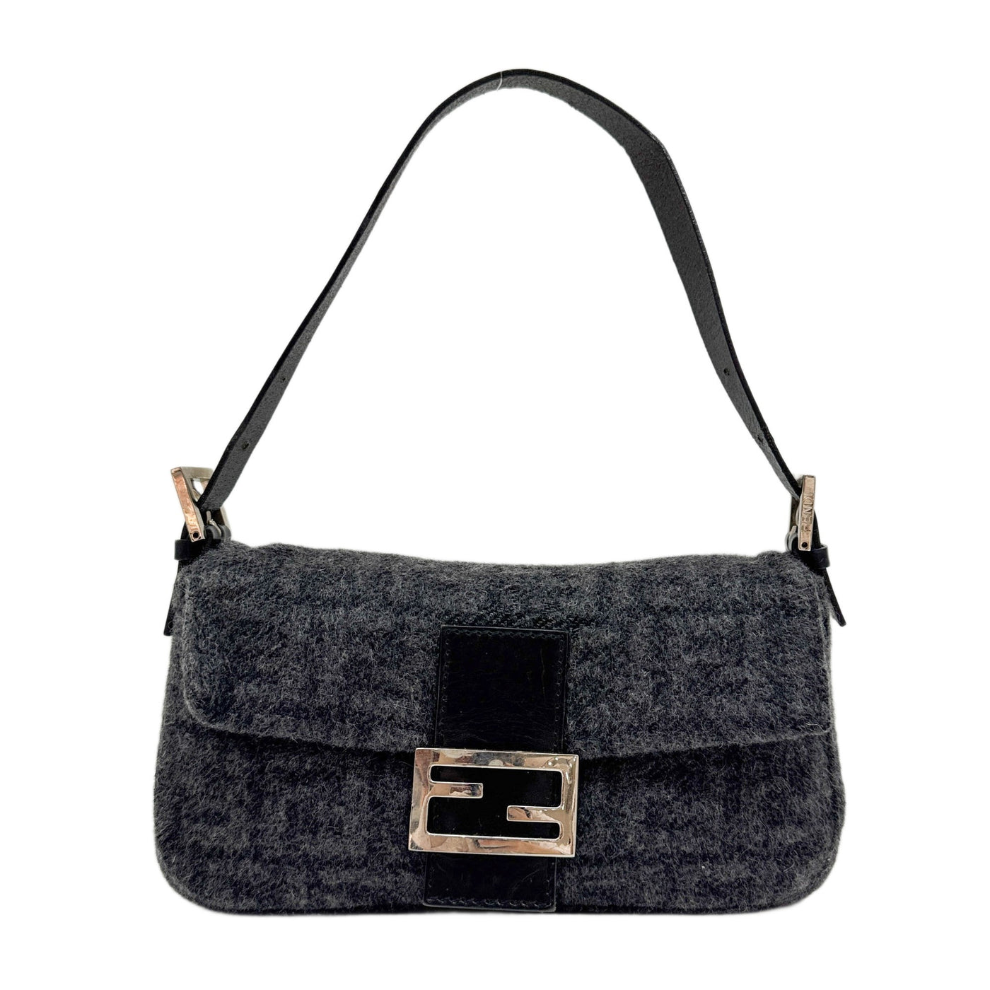 Baguette Grey Zucca Wool Shoulder Bag