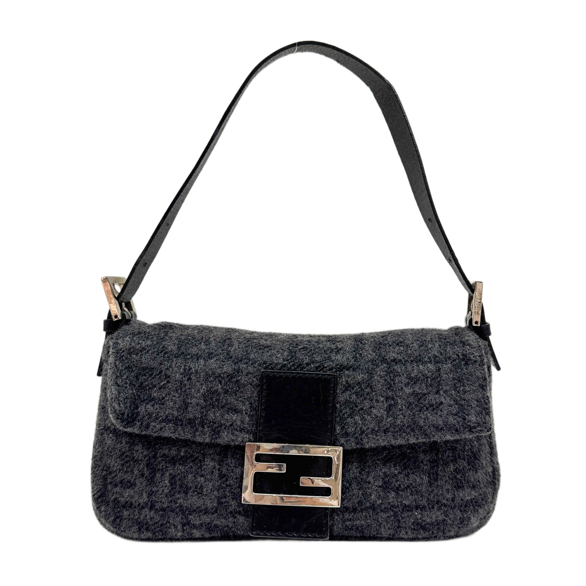 Baguette Grey Zucca Wool Shoulder Bag