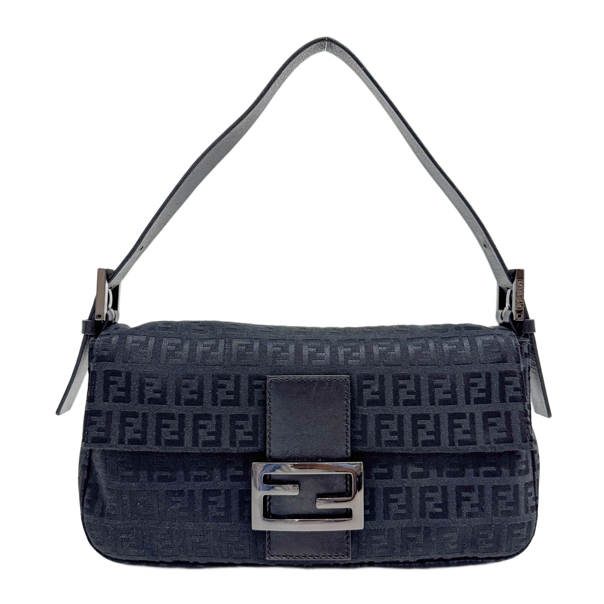 Baguette Black Zucchino Canvas Shoulder Bag