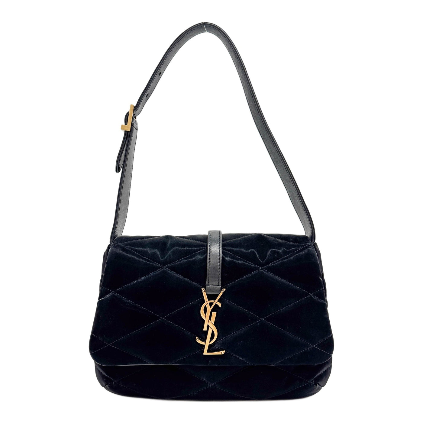 Matelasse Black Satin Shoulder Bag
