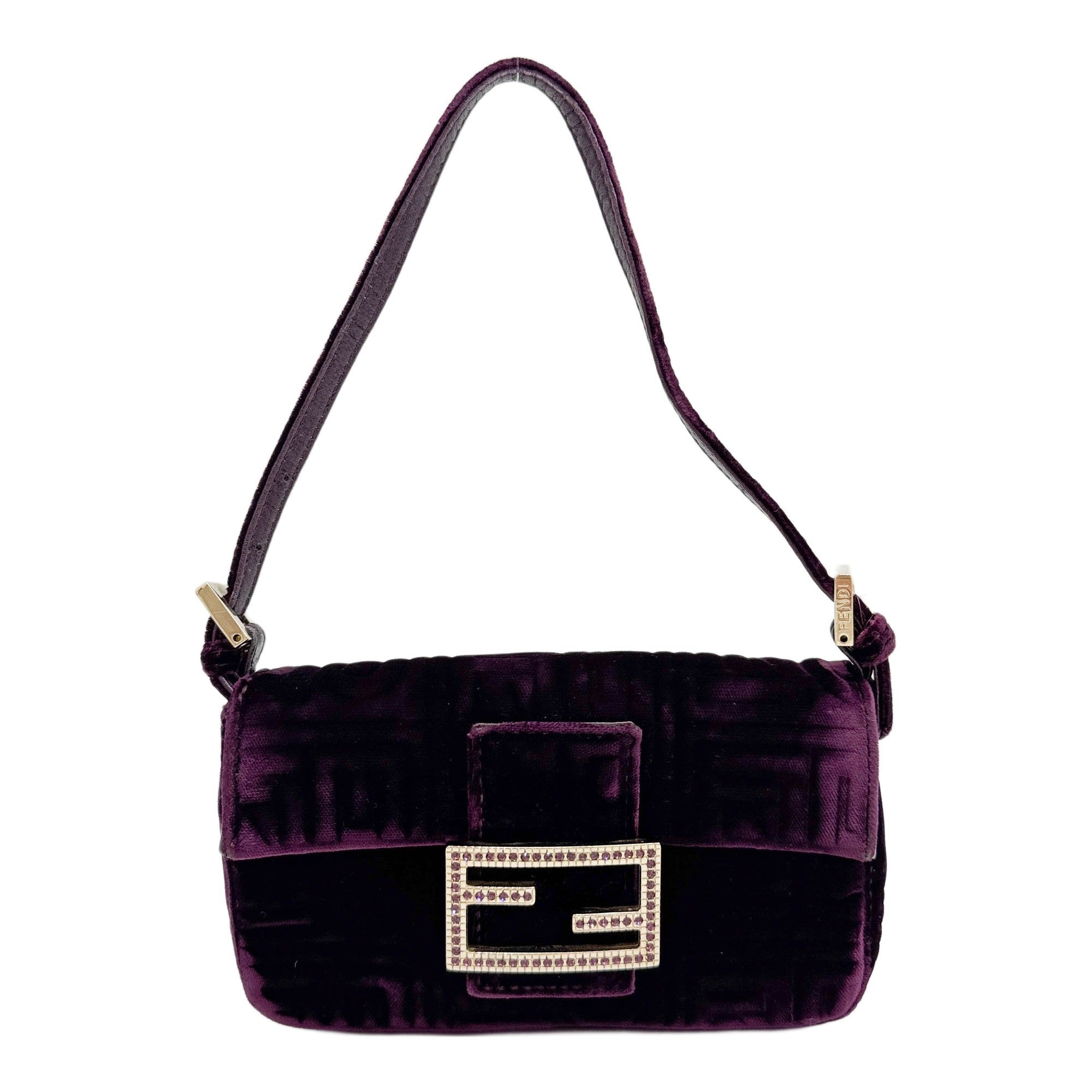 Mini Baguette Purple Velvet Shoulder Bag