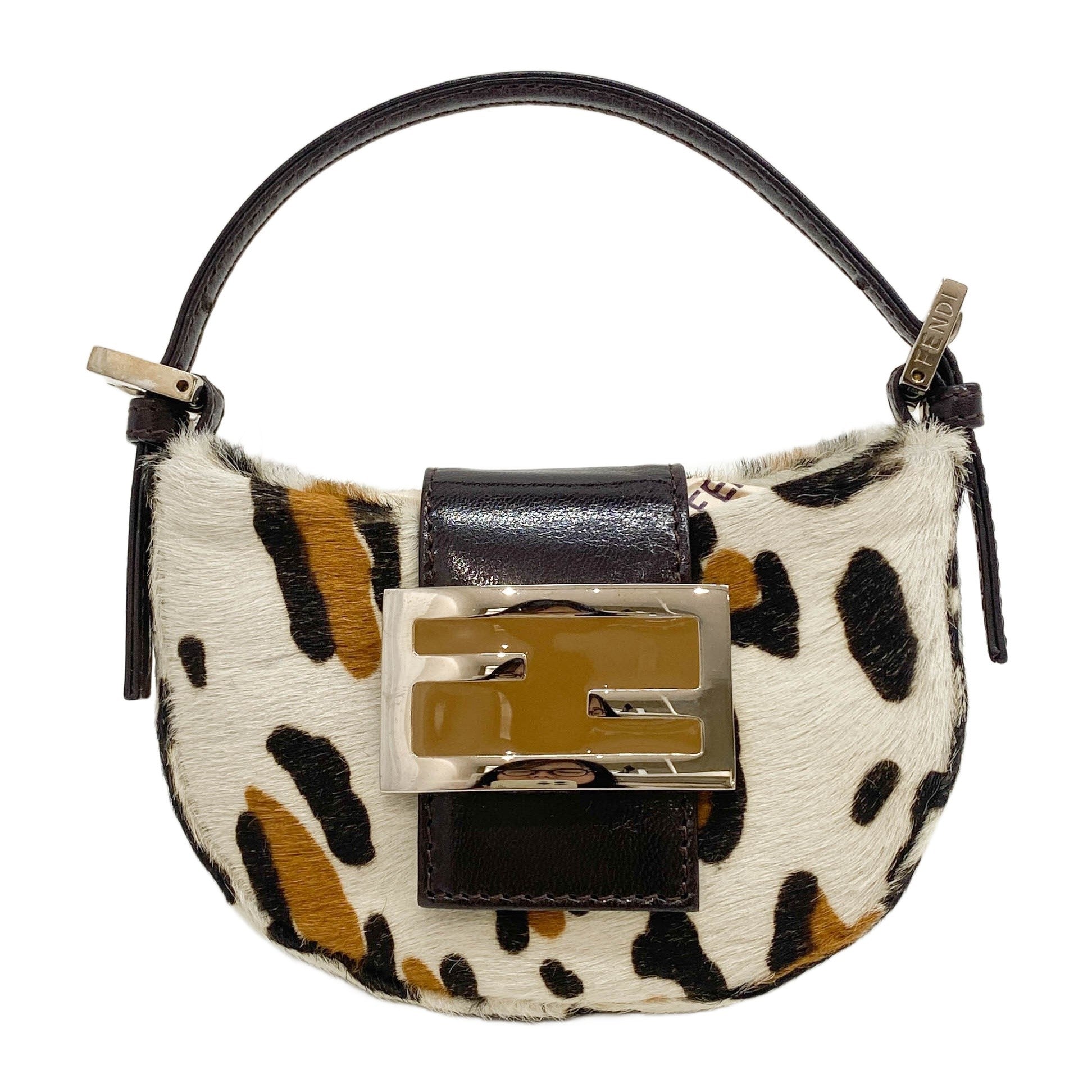 Mini Croissant Animal Print Pony Hair Handle Bag