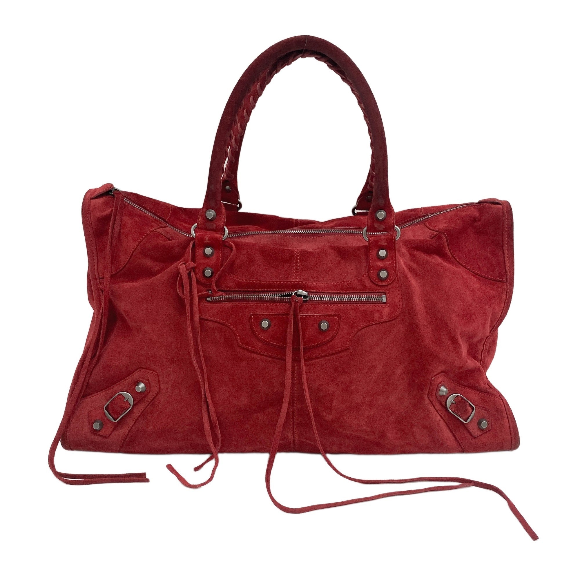 Work Red Suede Handle Bag