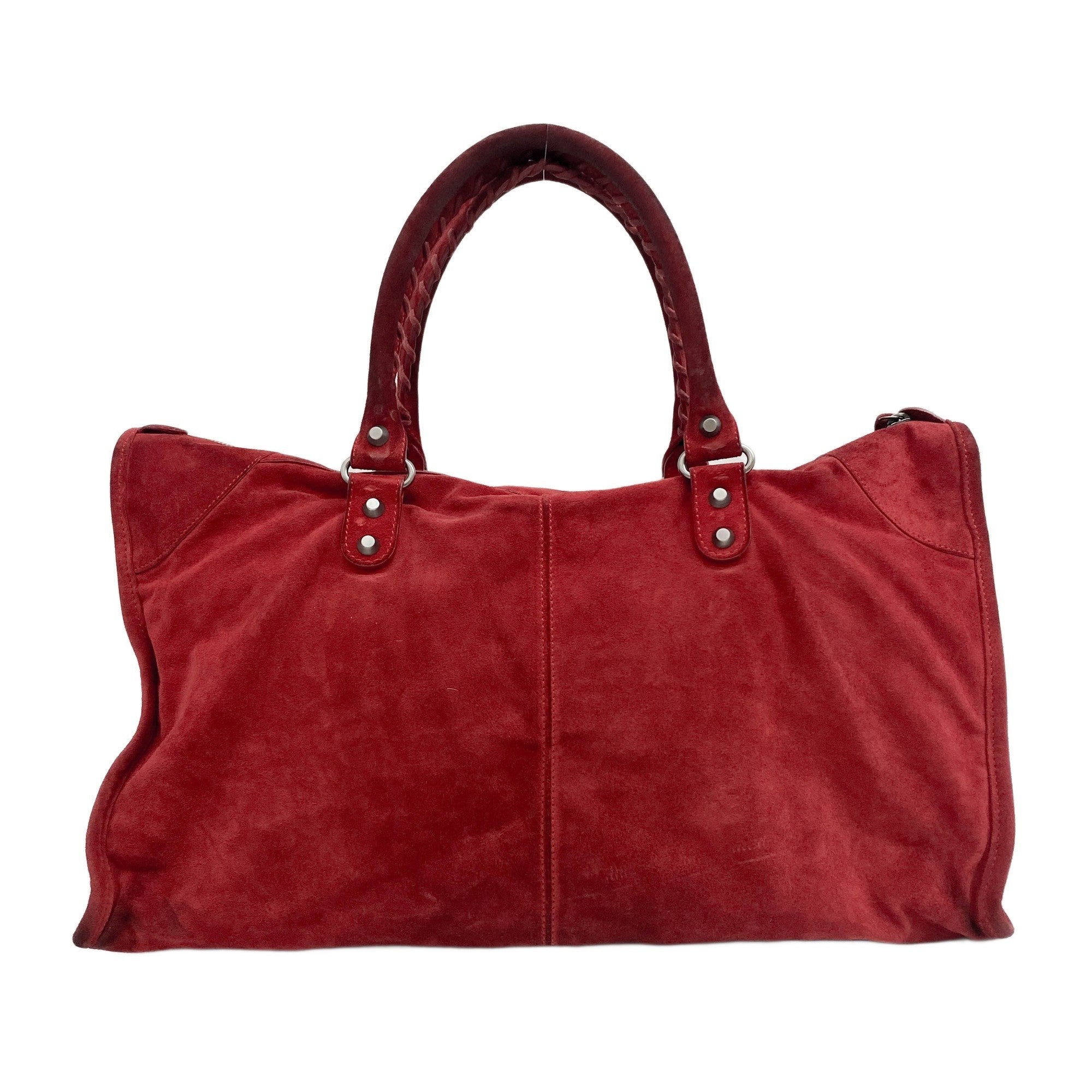 BALENCIAGA Work Red Suede Handle Bag – HIVE PRELOVED