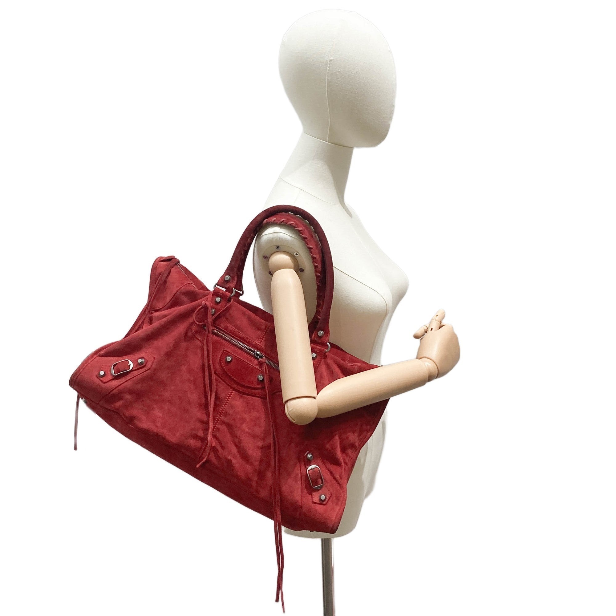 BALENCIAGA Work Red Suede Handle Bag – HIVE PRELOVED