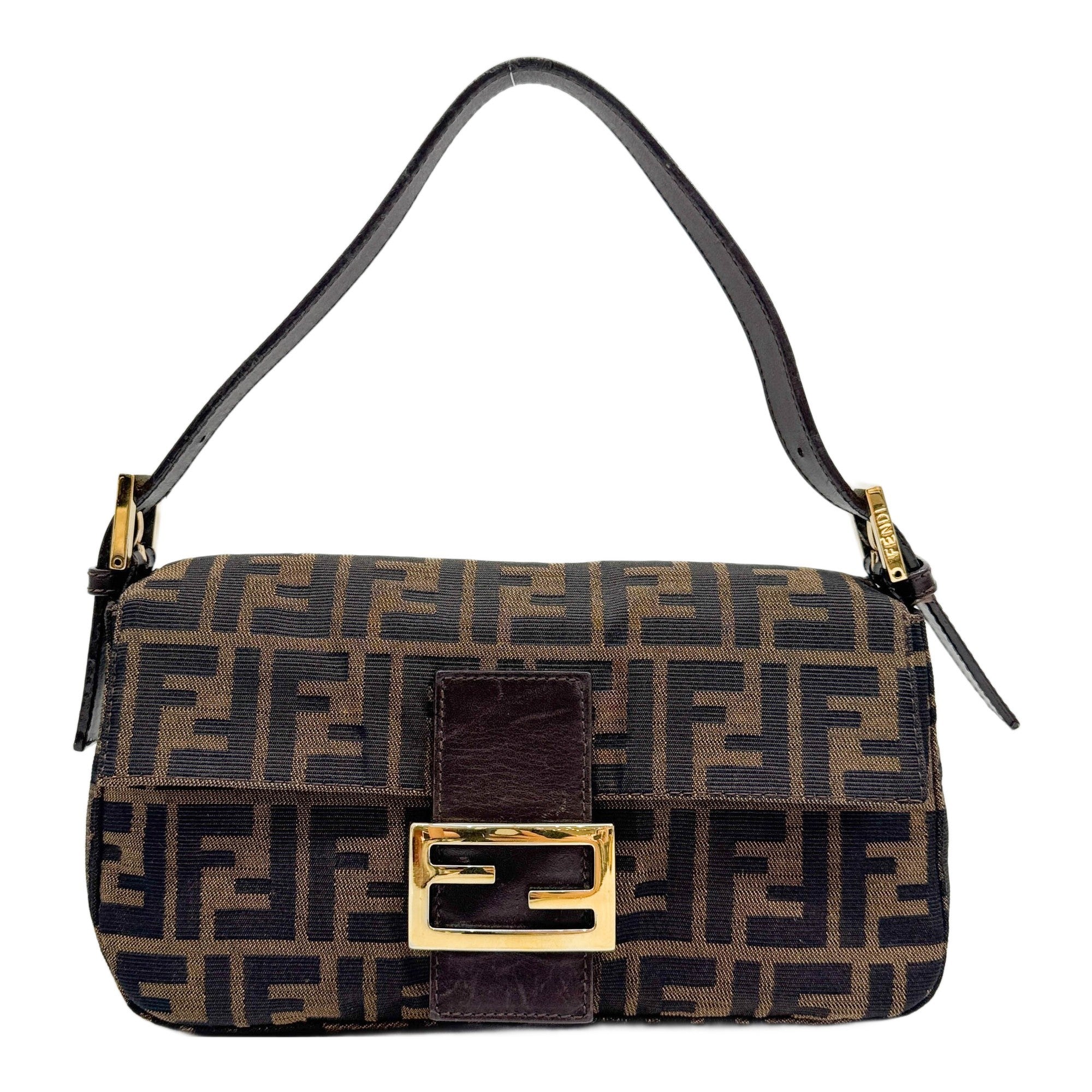 Baguette Zucca Brown Canvas Shoulder Bag