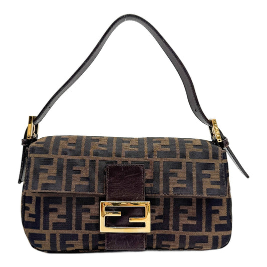 Baguette Zucca Brown Canvas Shoulder Bag
