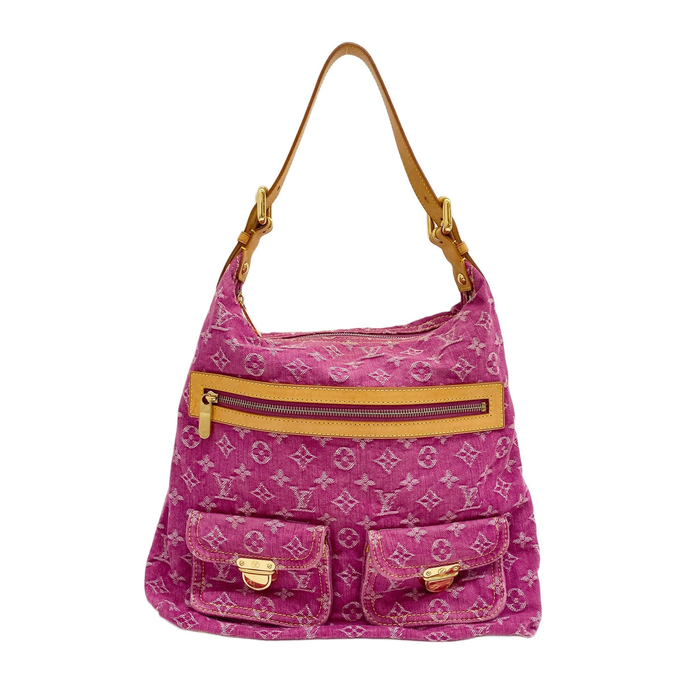 Baggy Monogram Pink Denim Shoulder Bag