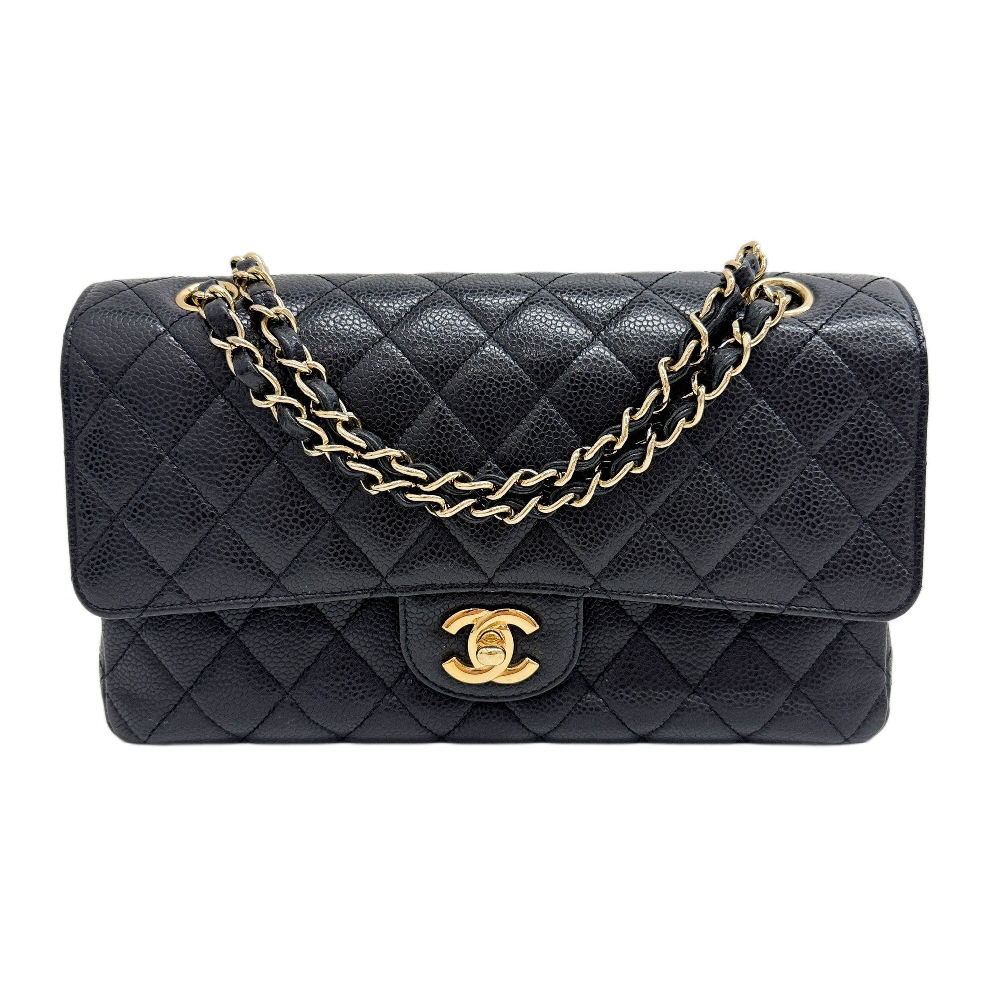Double Flap 2009-2010 Matelasse Caviar Skin Chain Shoulder Bag