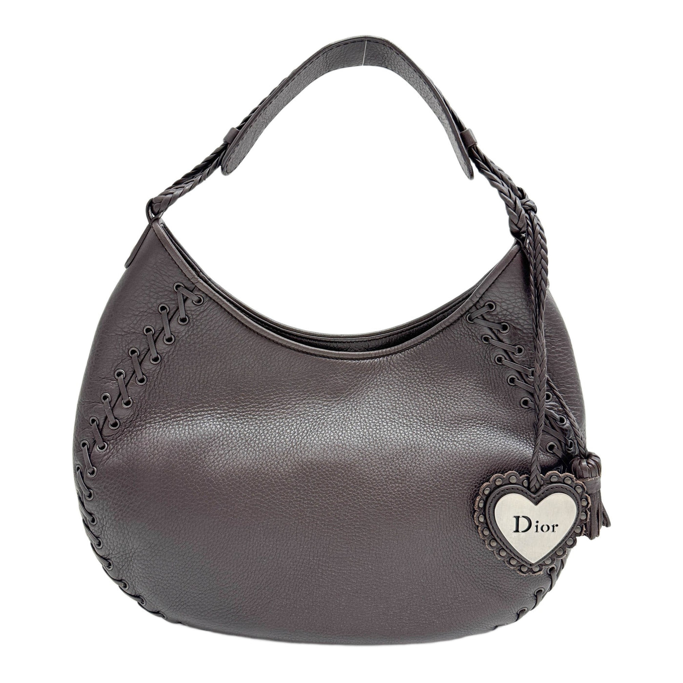 Brown Leather Stitch Detail Hobo Shoulder Bag