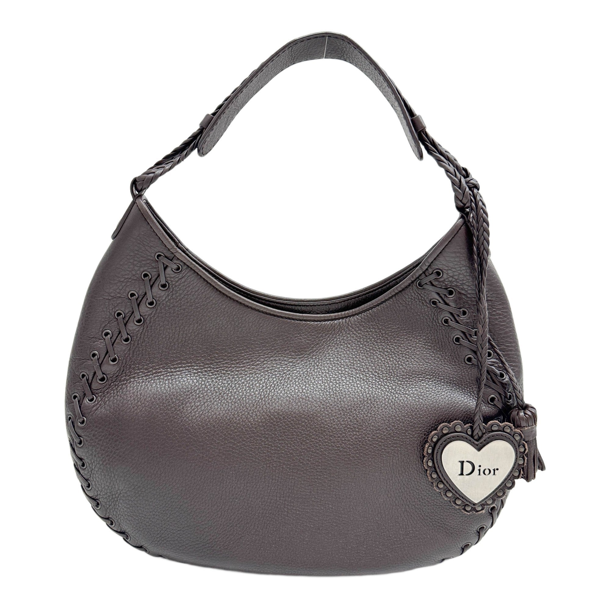 Brown Leather Stitch Detail Hobo Shoulder Bag