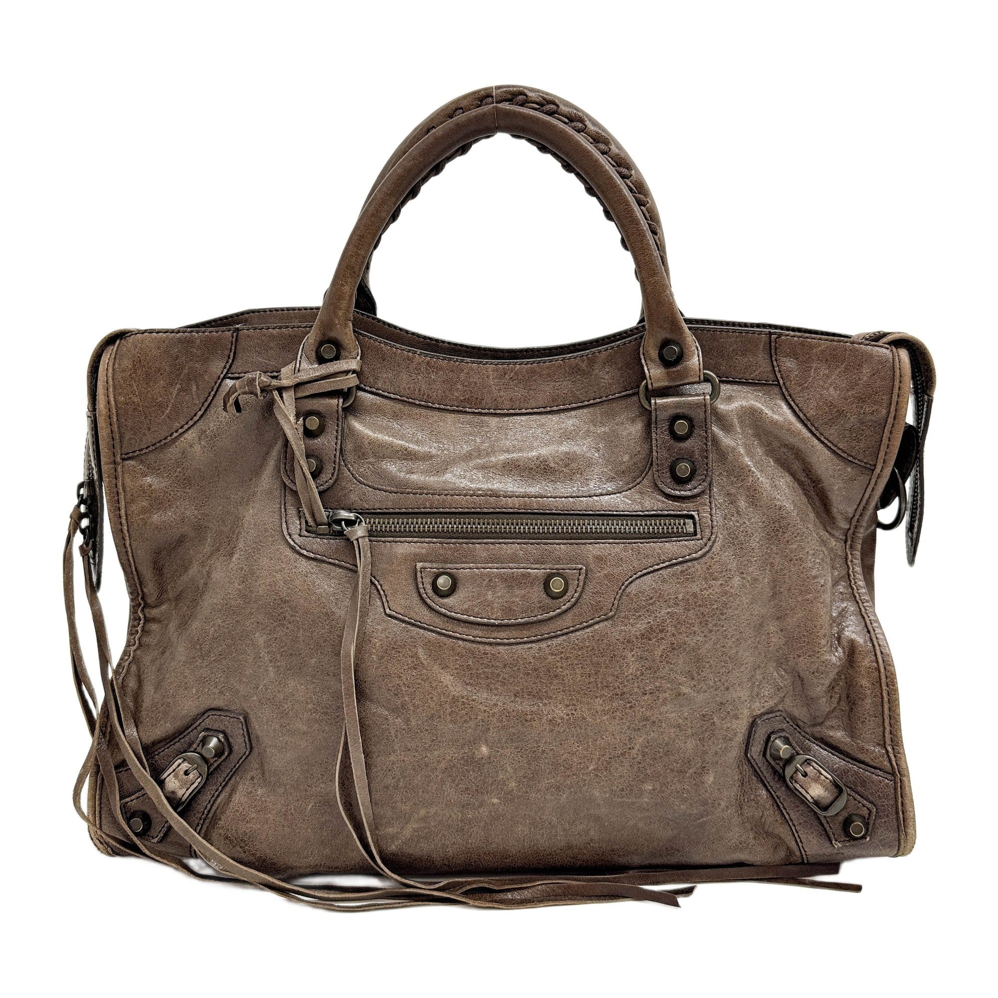 The City Brown Leather Handle Bag