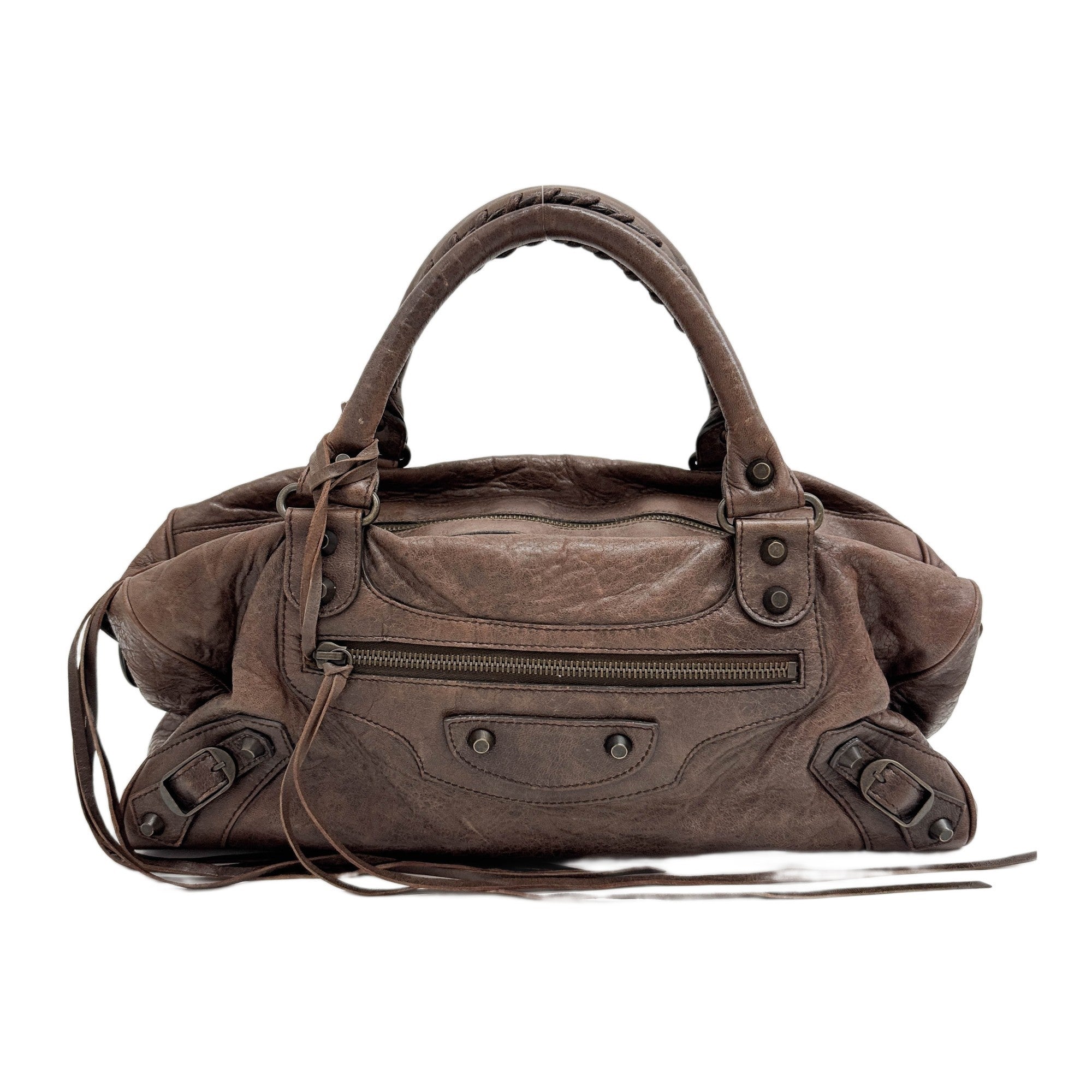 Polly Brown Leather Boston Bag