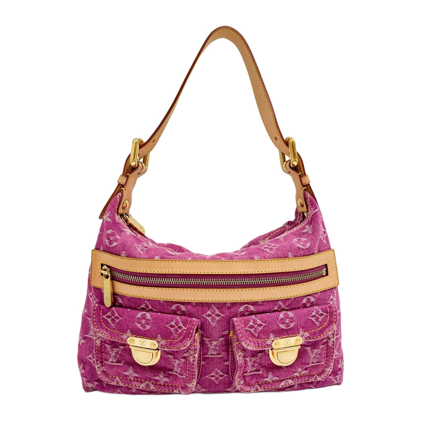Monogram Baggy Pink Denim Shoulder Bag