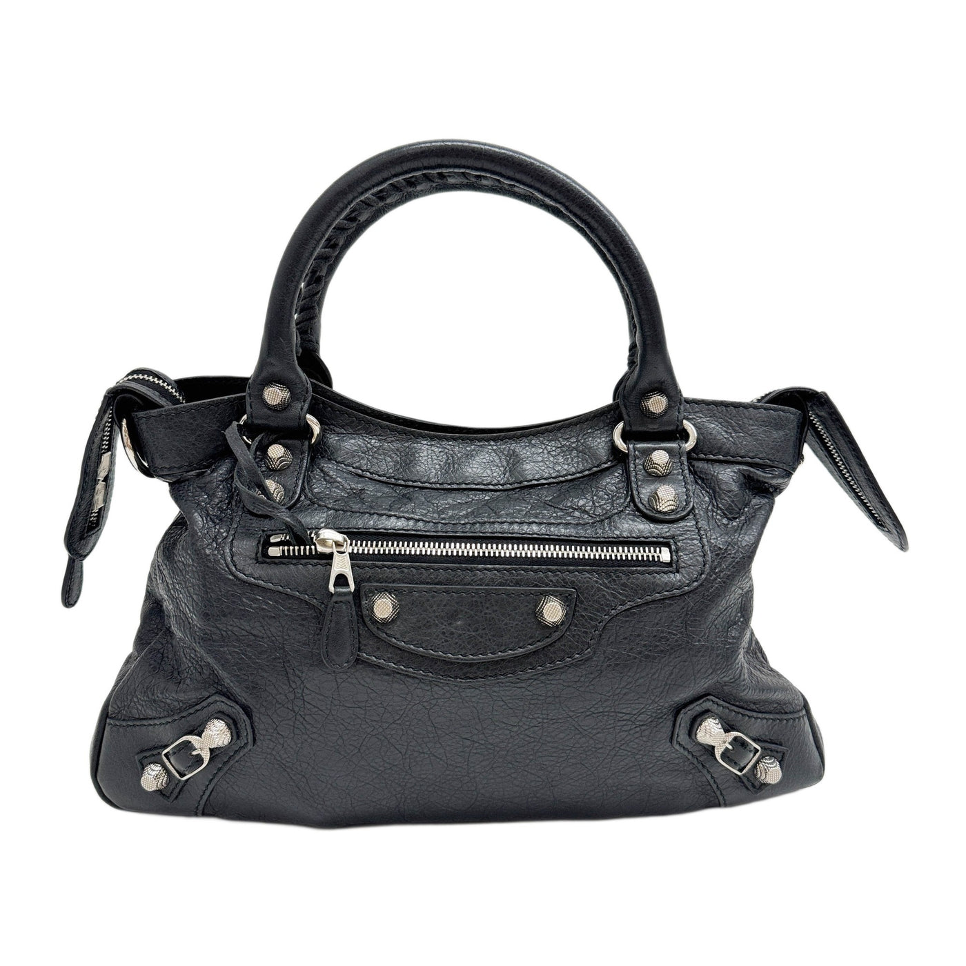 The First Black Leather Handle Bag