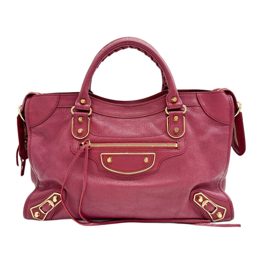 The City Metallic Edge Ruby Leather Two Way Bag