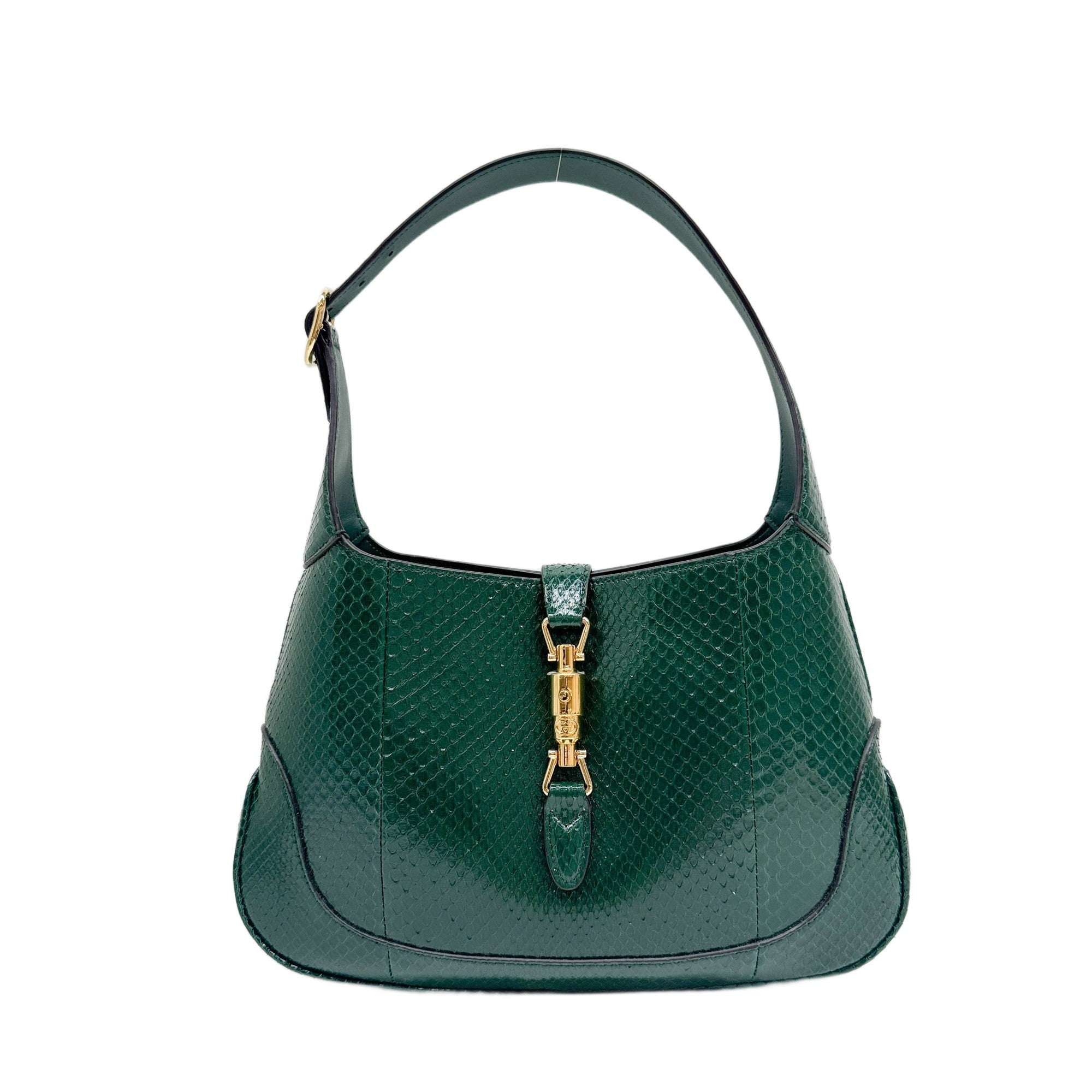 Jackie 1961 Pine Green Embossed Python Leather Shoulder Bag