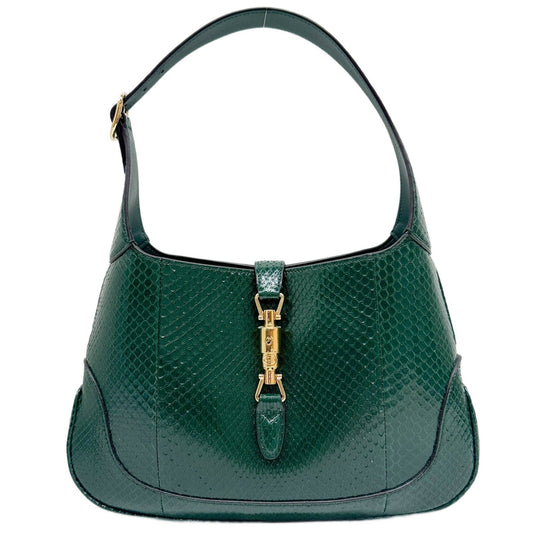 Jackie 1961 Pine Green Embossed Python Leather Shoulder Bag