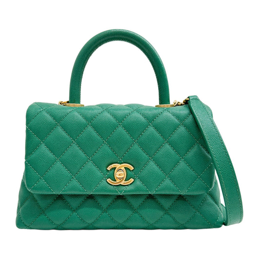 Coco Handle 2017-2018 Matelasse Green Leather Two Way Bag