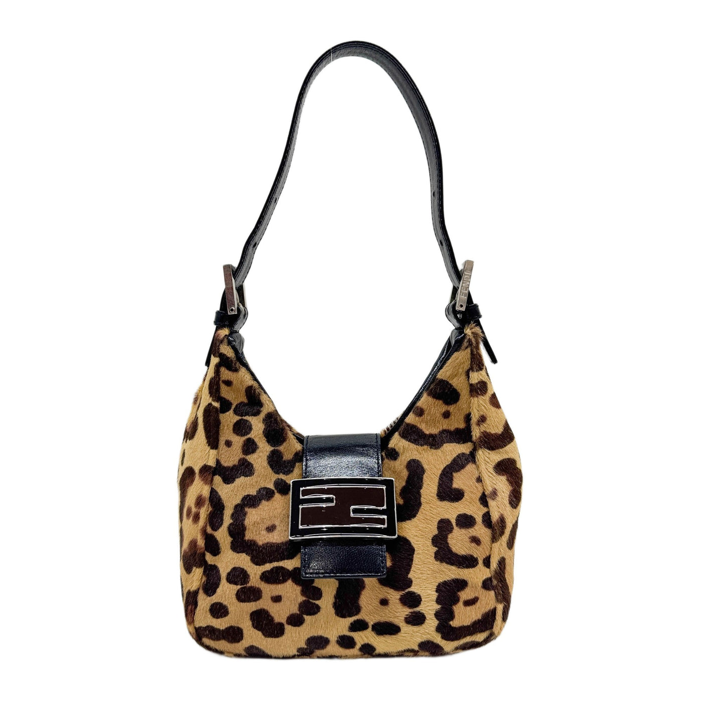 Small Brown Leopard Print Pony Hair Shoulder Bag