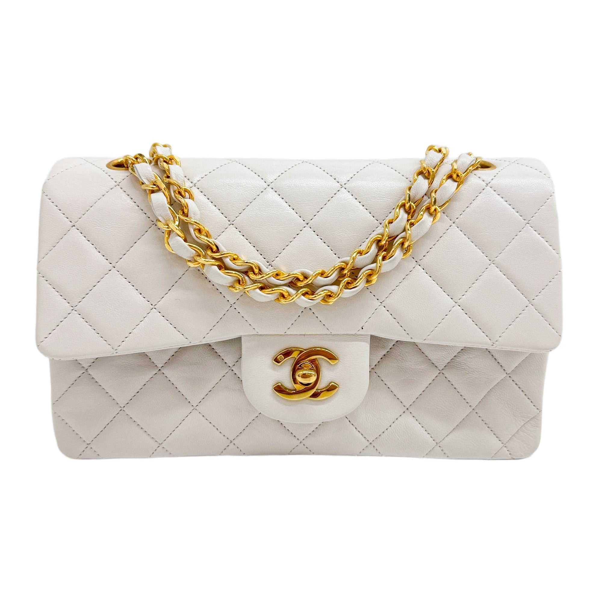 CHANEL Small Classic Double Flap 1989-1991 Gold Hardware Matelasse