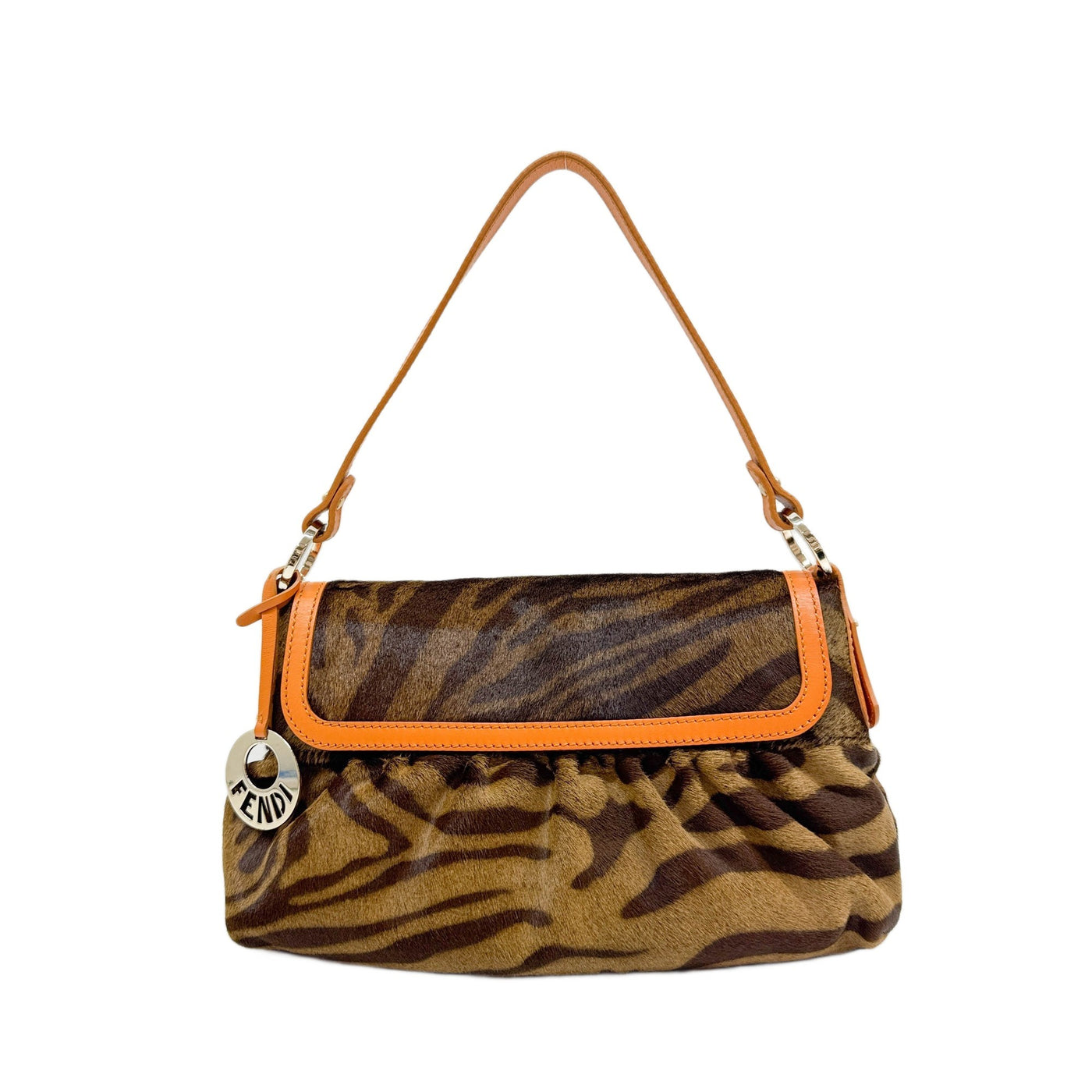 Chef Brown Zebra Print Pony Hair Shoulder Bag