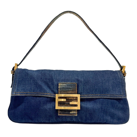 Baguette Blue Denim Shoulder Bag