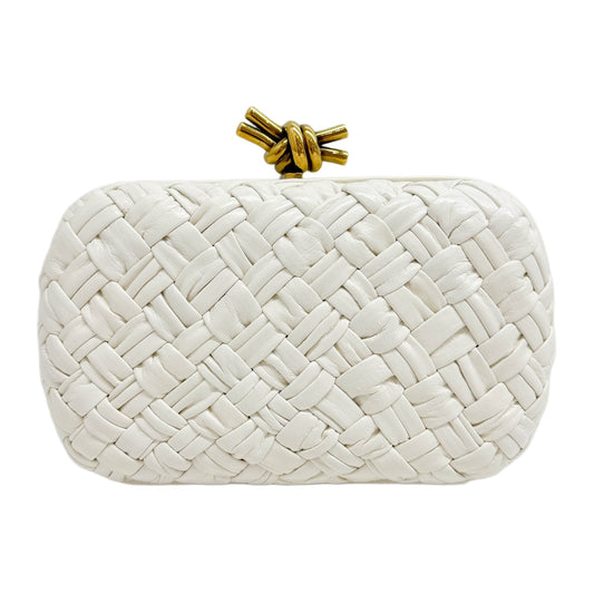 Knot Veneta Intrecciato White Leather Clutch Bag