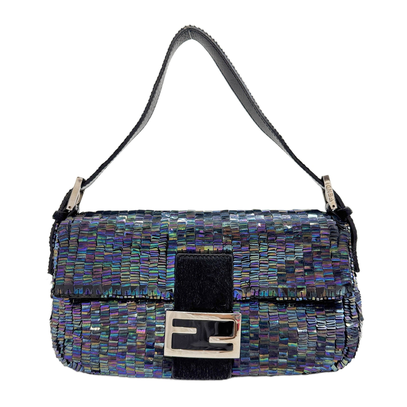 Baguette Midnight Blue Sequin Shoulder Bag