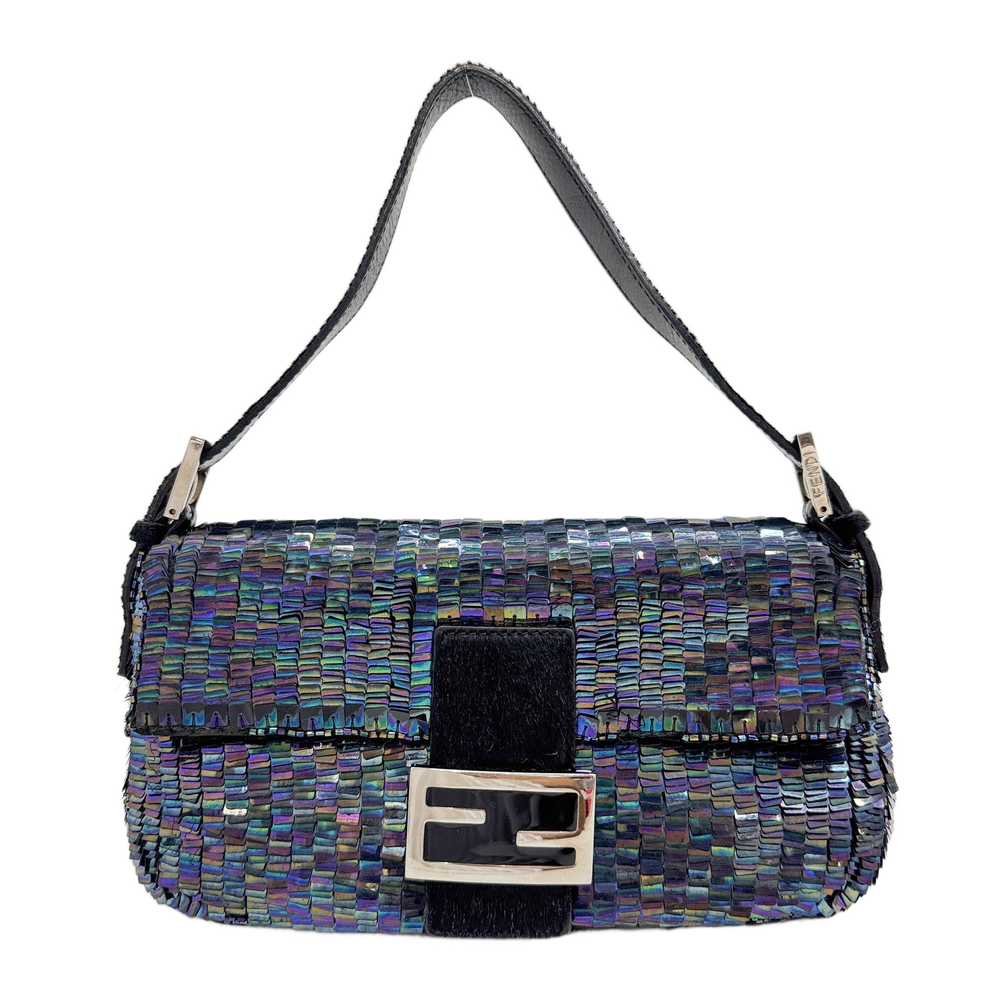 Baguette Midnight Blue Sequin Shoulder Bag