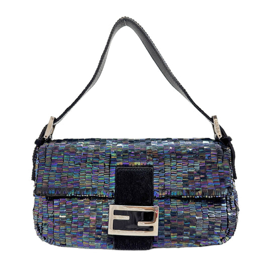 Baguette Midnight Blue Sequin Shoulder Bag