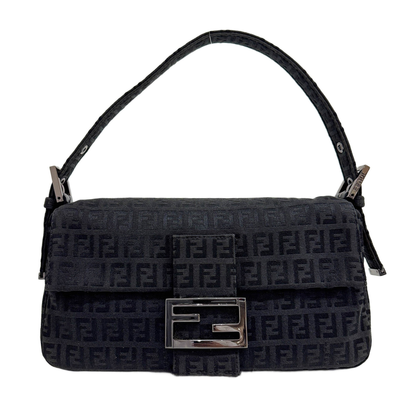 Baguette Black Zucchino Canvas Shoulder Bag