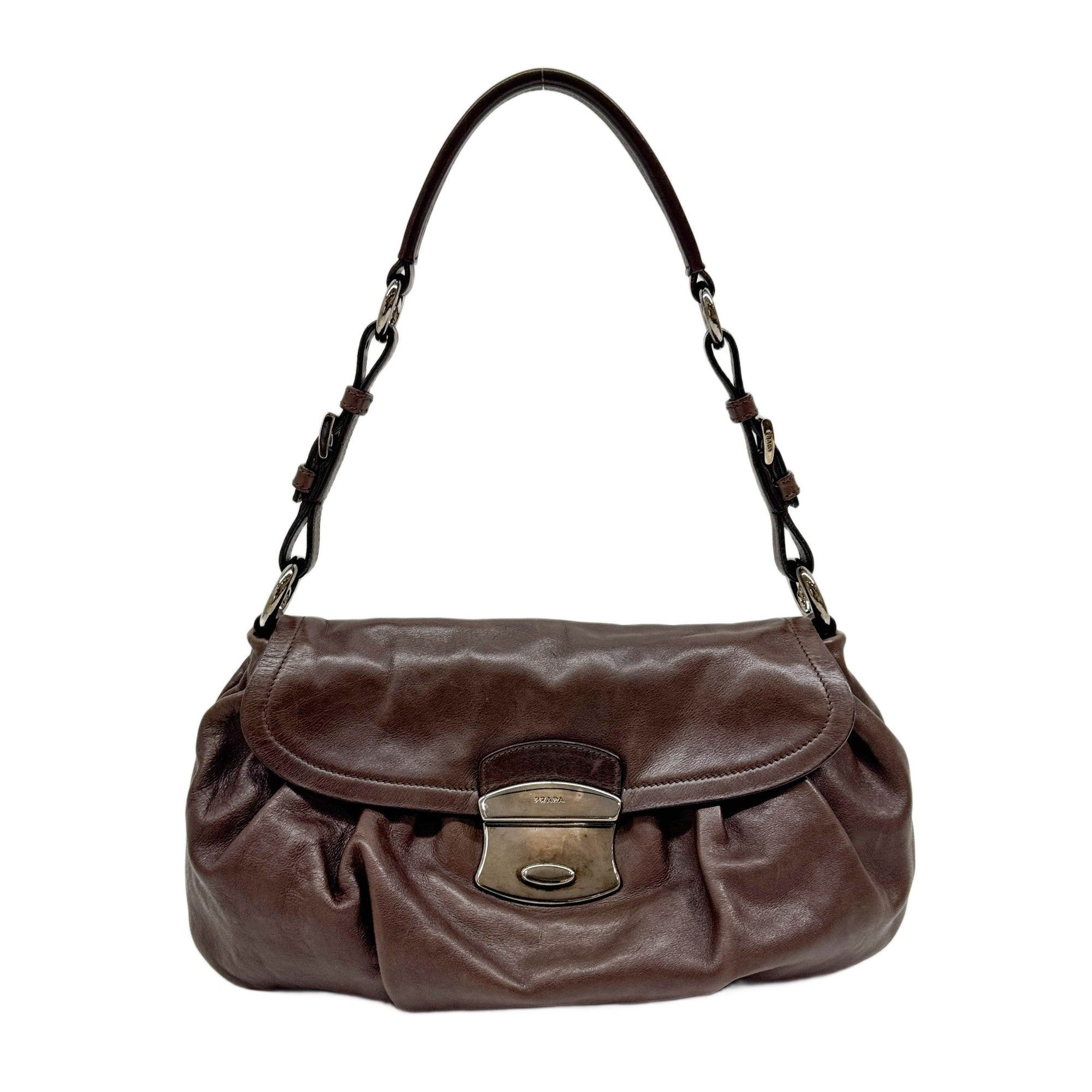 Vitello Daino Dark Brown Shoulder Bag