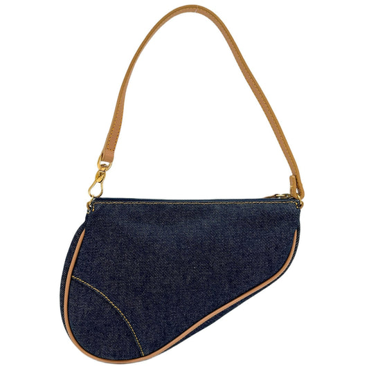Saddle Pouch Blue Denim Shoulder Bag