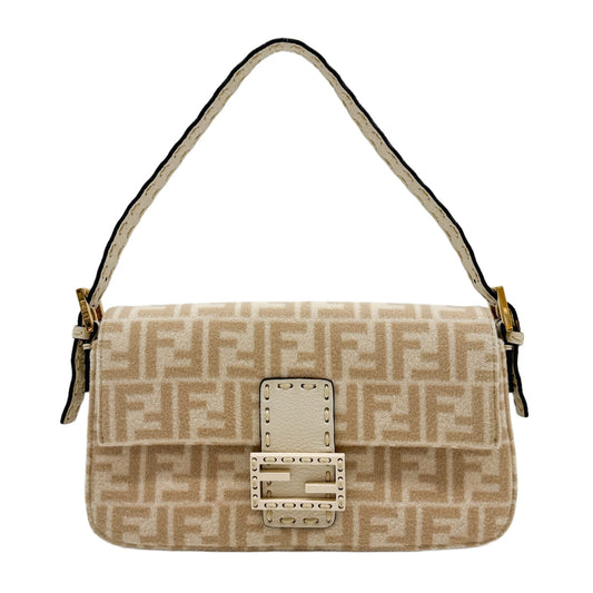 Baguette Selleria Tan Zucca Wool Shoulder Bag