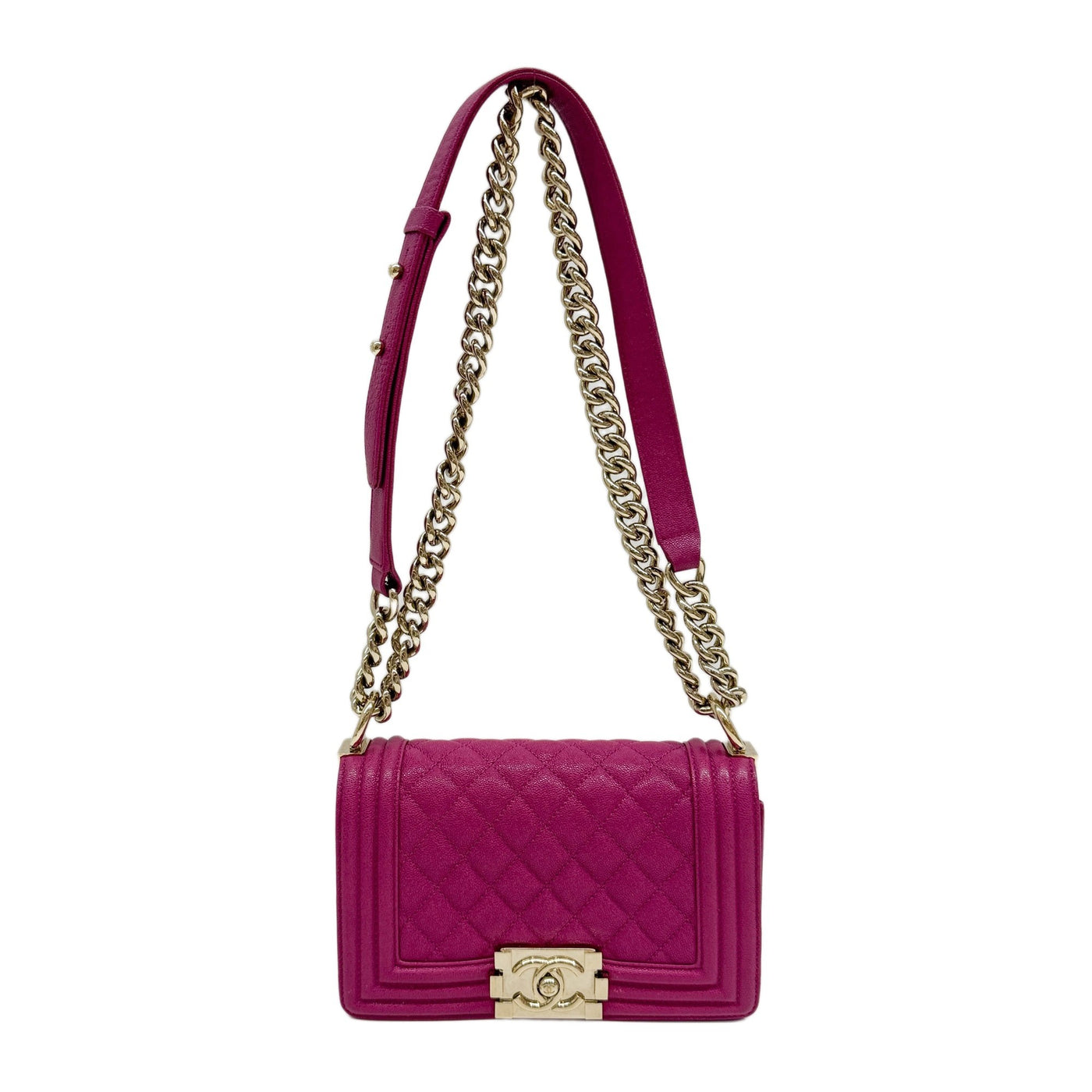 Boy 2019 Matelasse Fuchsia Pink Leather Shoulder Bag