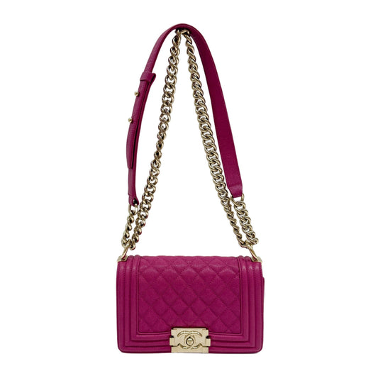 Boy 2019 Matelasse Fuchsia Pink Leather Shoulder Bag