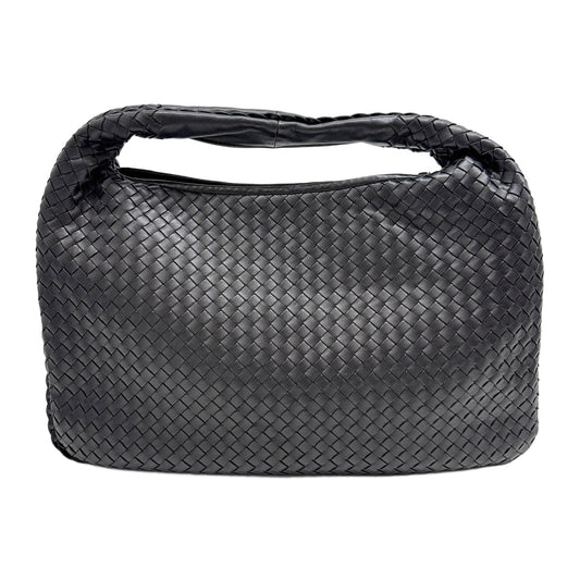Veneta Intrecciato Black Leather Shoulder Bag
