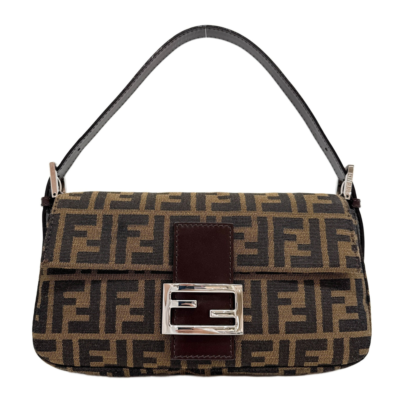 Baguette Brown Zucca Canvas Shoulder Bag
