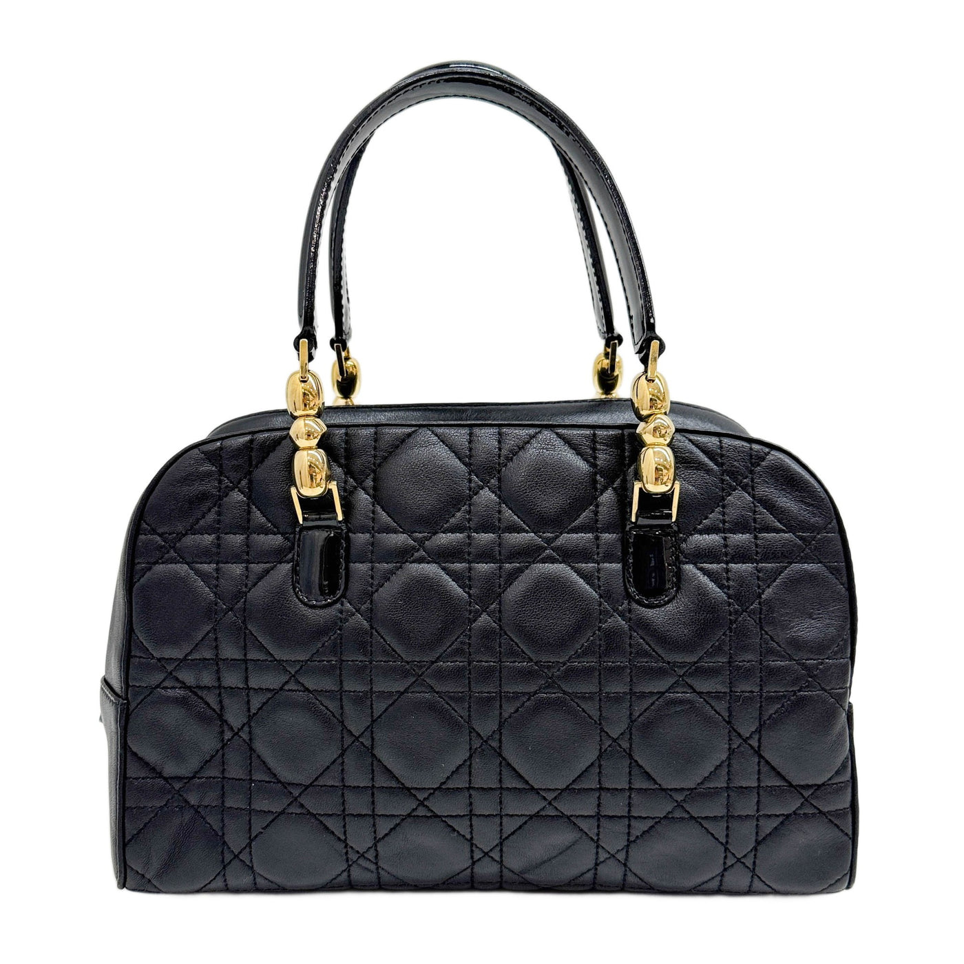 Malice Pearl Cannage Black Leather Hand Bag