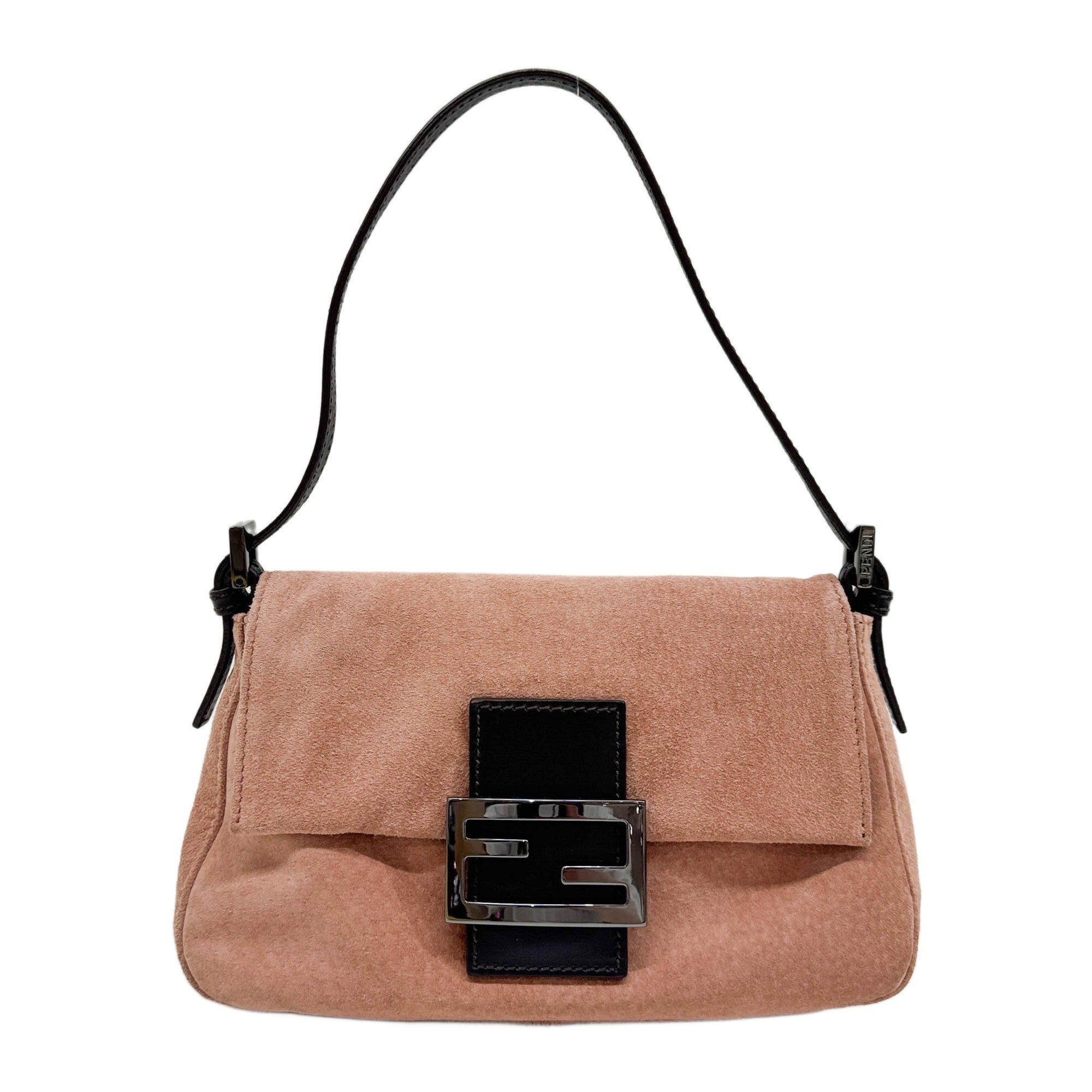 Mini Mamma Baguette Pink Suede Hand Bag