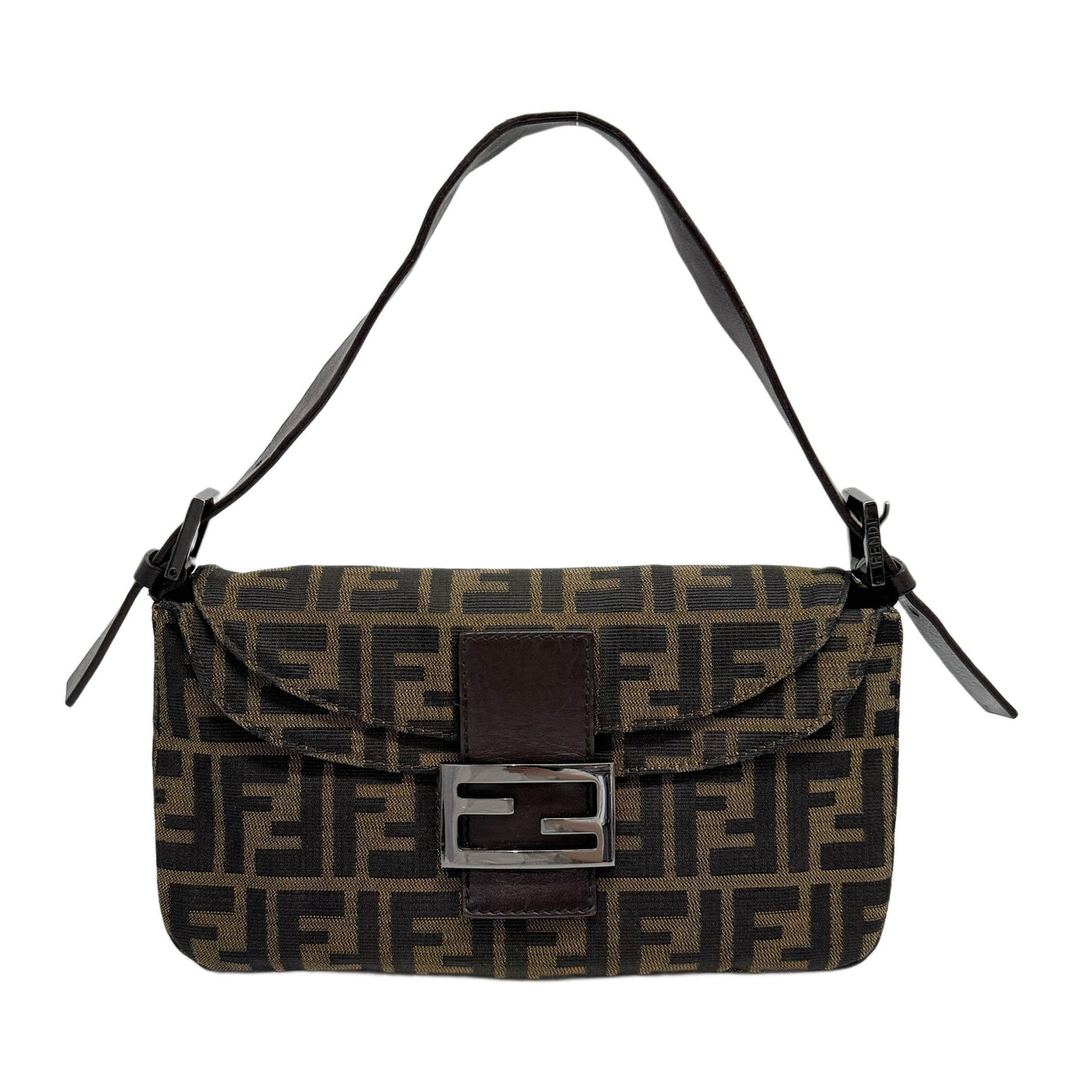 Mamma Baguette Brown Zucca Canvas Shoulder Bag