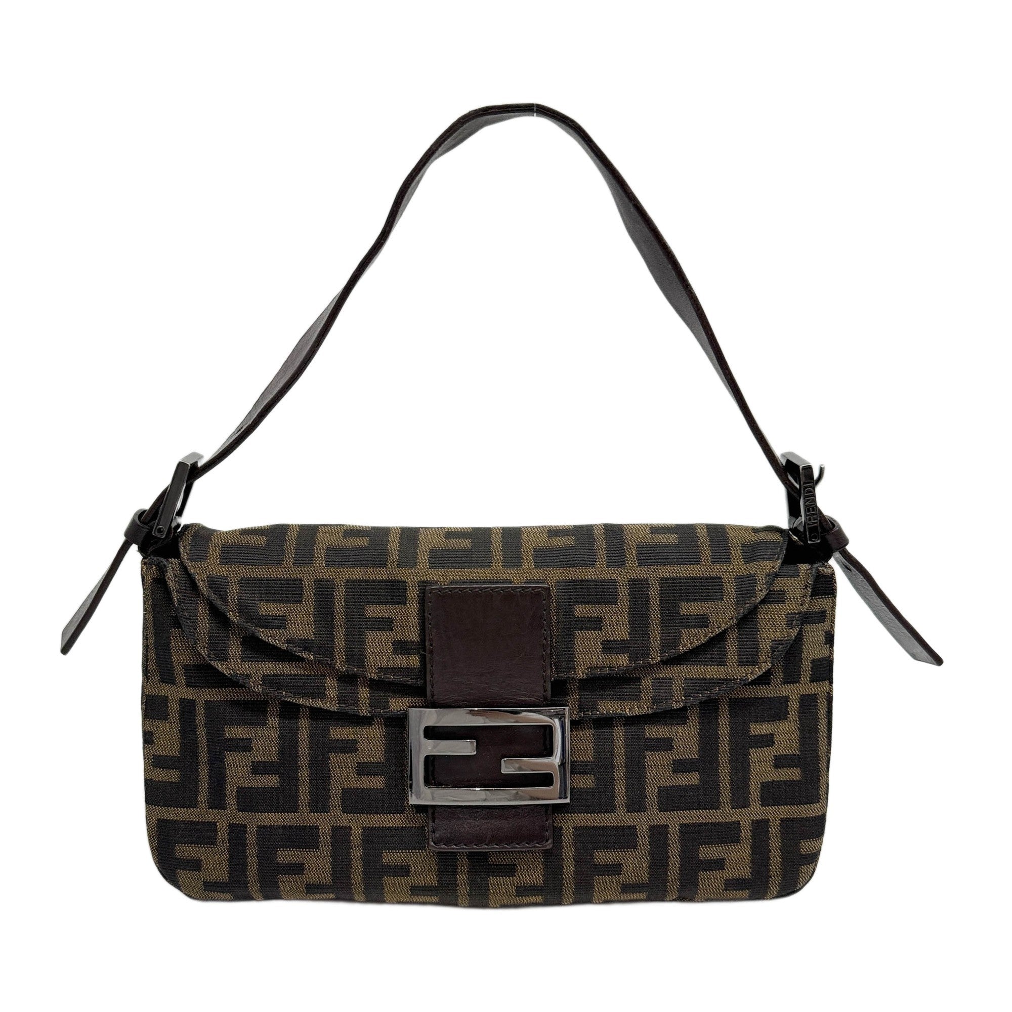 Mamma Baguette Brown Zucca Canvas Shoulder Bag
