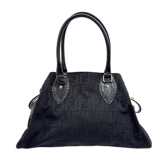 Zucca Black Canvas Shoulder Bag